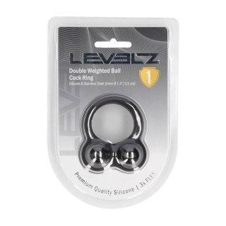 Liquid Silicone Double Weighted Ball Cockring - Black Levelz by Shots