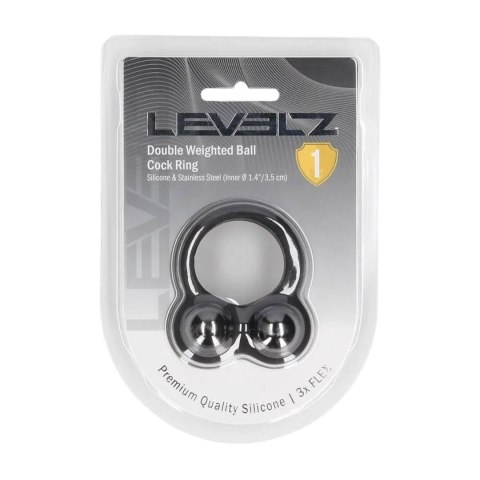Liquid Silicone Double Weighted Ball Cockring - Black Levelz by Shots