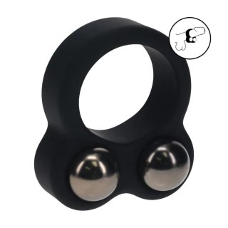 Liquid Silicone Double Weighted Ball Cockring - Black Levelz by Shots