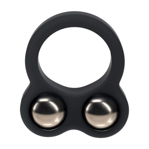 Liquid Silicone Double Weighted Ball Cockring - Black Levelz by Shots