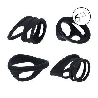 Silicone Cock and Ball Ring Set of 4 - Black Levelz by Shots