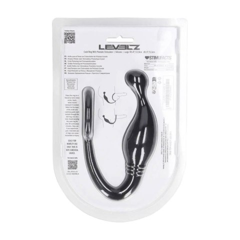 Silicone Cockring with Prostate Stimulator - L - Black Levelz