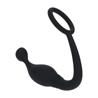 Silicone Cockring with Prostate Stimulator - L - Black Levelz