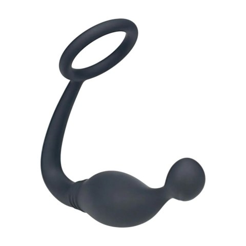 Silicone Cockring with Prostate Stimulator - L - Black Levelz