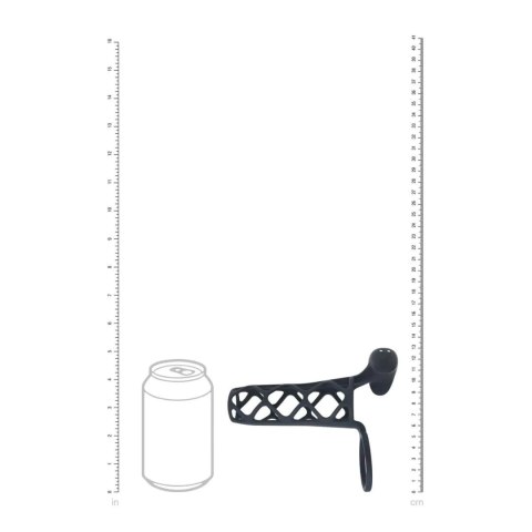 Vibrating Cage Silicone Cock Sleeve and Ball Ring - Black Levelz