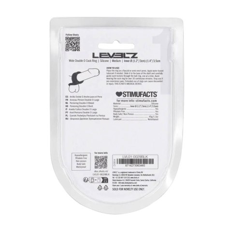 Wide Double O Silicone Cockring - M - Black Levelz