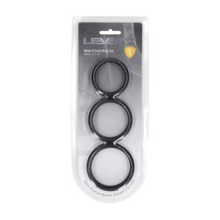 Wide O Silicone Cockring Set of 3 - L/XL/XXL - Black Levelz