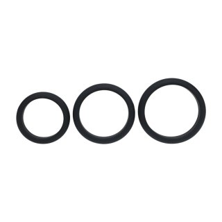 Wide O Silicone Cockring Set of 3 - L/XL/XXL - Black Levelz