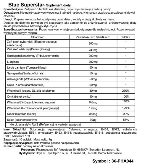 Blue Superstar - Stimulating Capsules Pharmquests
