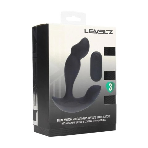 Dual Motor Remote Control Dual Motor Vibrating Liquid Silicone Prostate Stimulator - Black Levelz