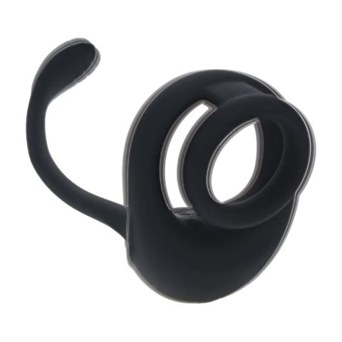 Dual Motor Silicone Cockring with Prostate Stimulator - Black Levelz by Shots
