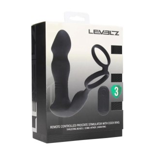Remote Control Vibrating Thrusting Come-Hither Silicone Prostate Stimulator with Cockring - Black Levelz by Shots